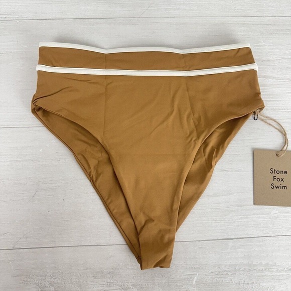 Free People Stone Fox Swim Juniper High Waist Bikini Bottom M Tobacco Brown Surf - Picture 3 of 15